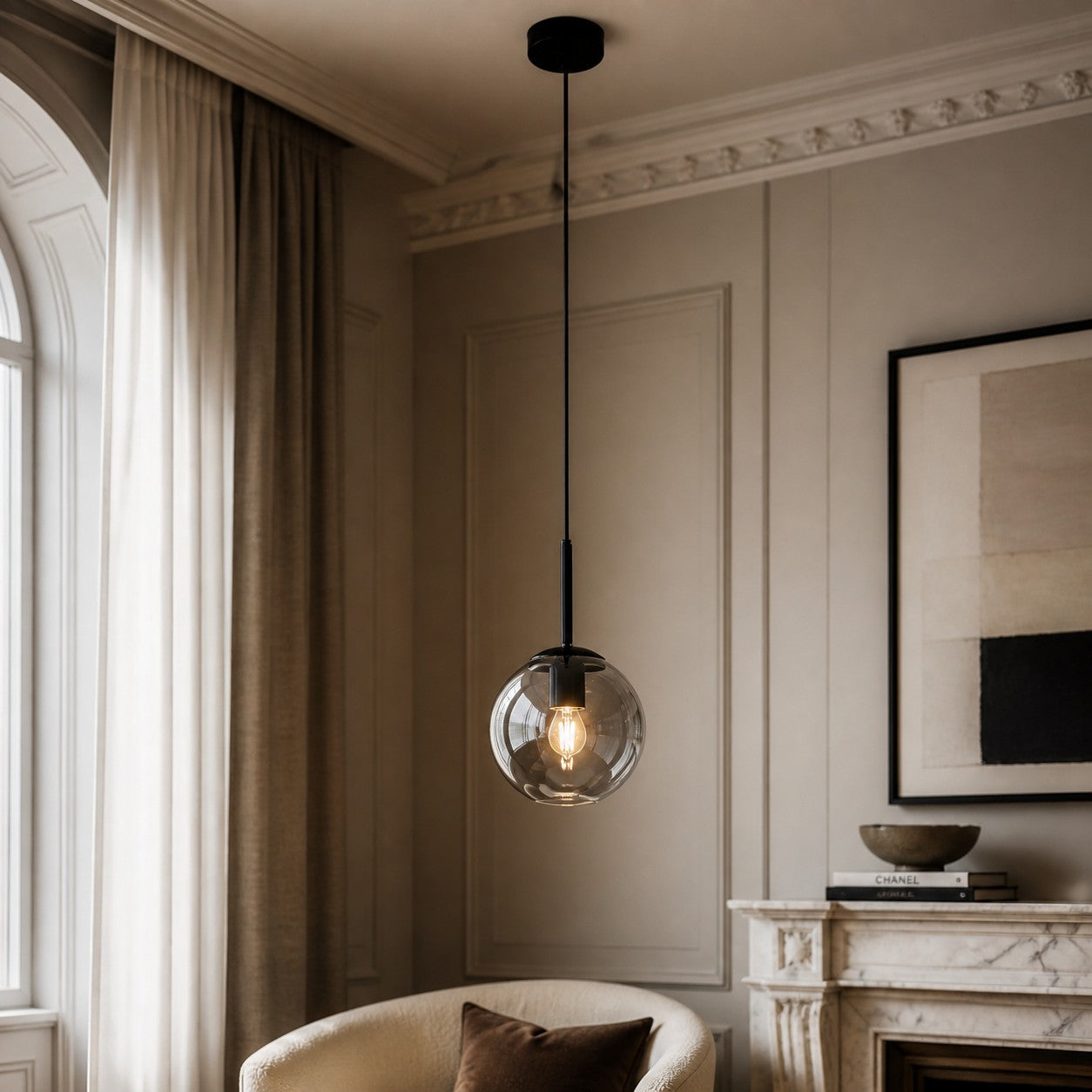 Luma Glass Globe Modern Pendant Light for Dining Room