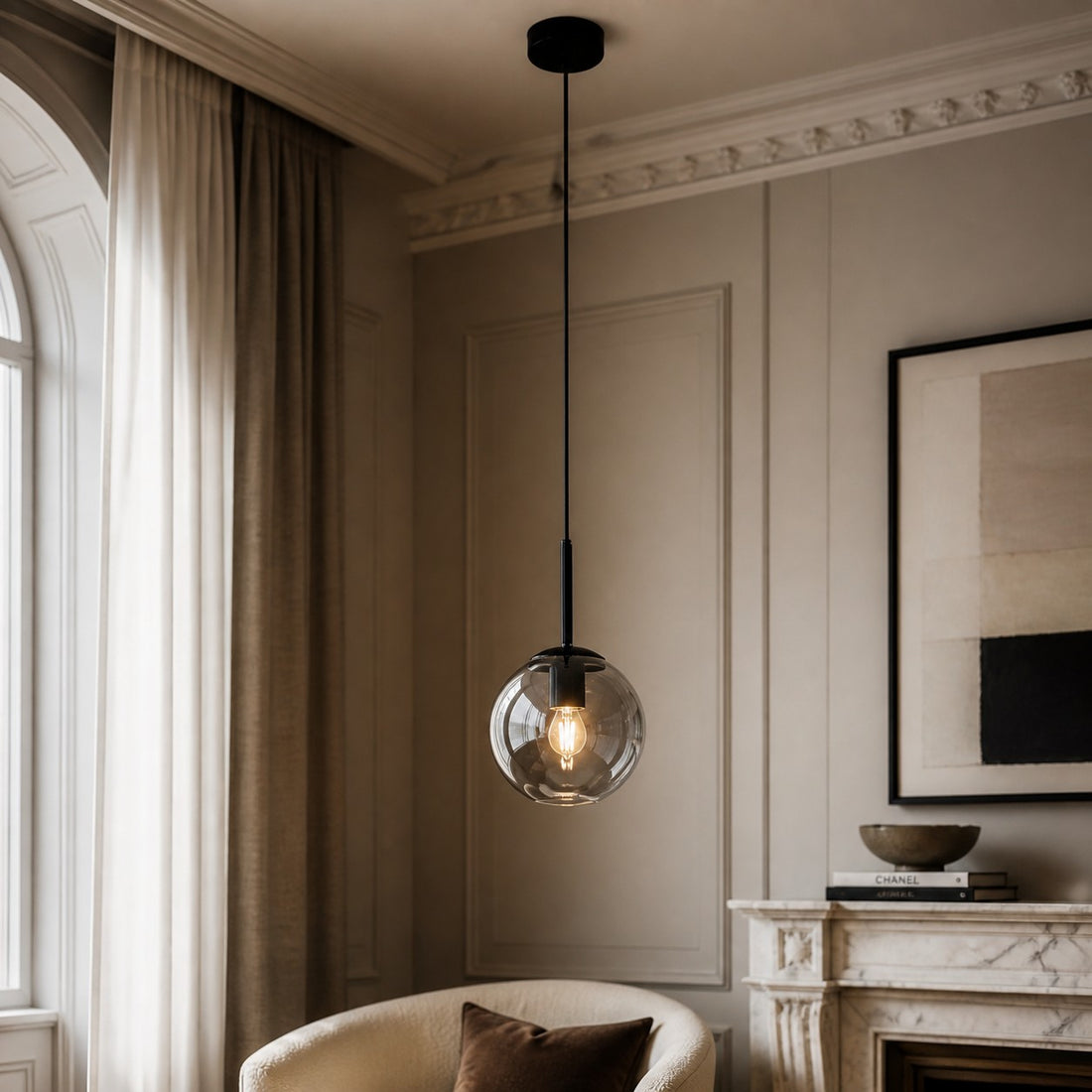 Luma Glass Globe Modern Pendant Light for Dining Room