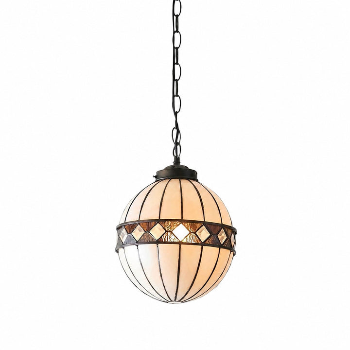 TF Fargo Tiffany Style Globe Pendant – Handcrafted Art Glass Sphere Light for Kitchen Island