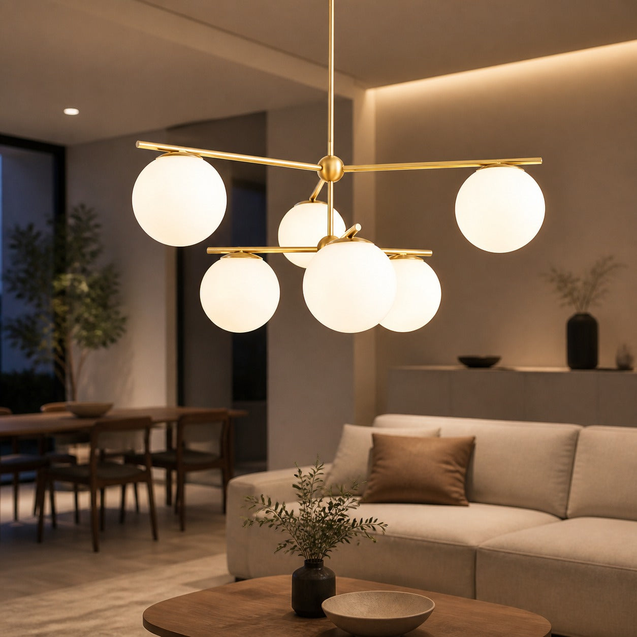 Alessora Brass Milk Glass Chandeliers- Great for Covered Outdoor Areas