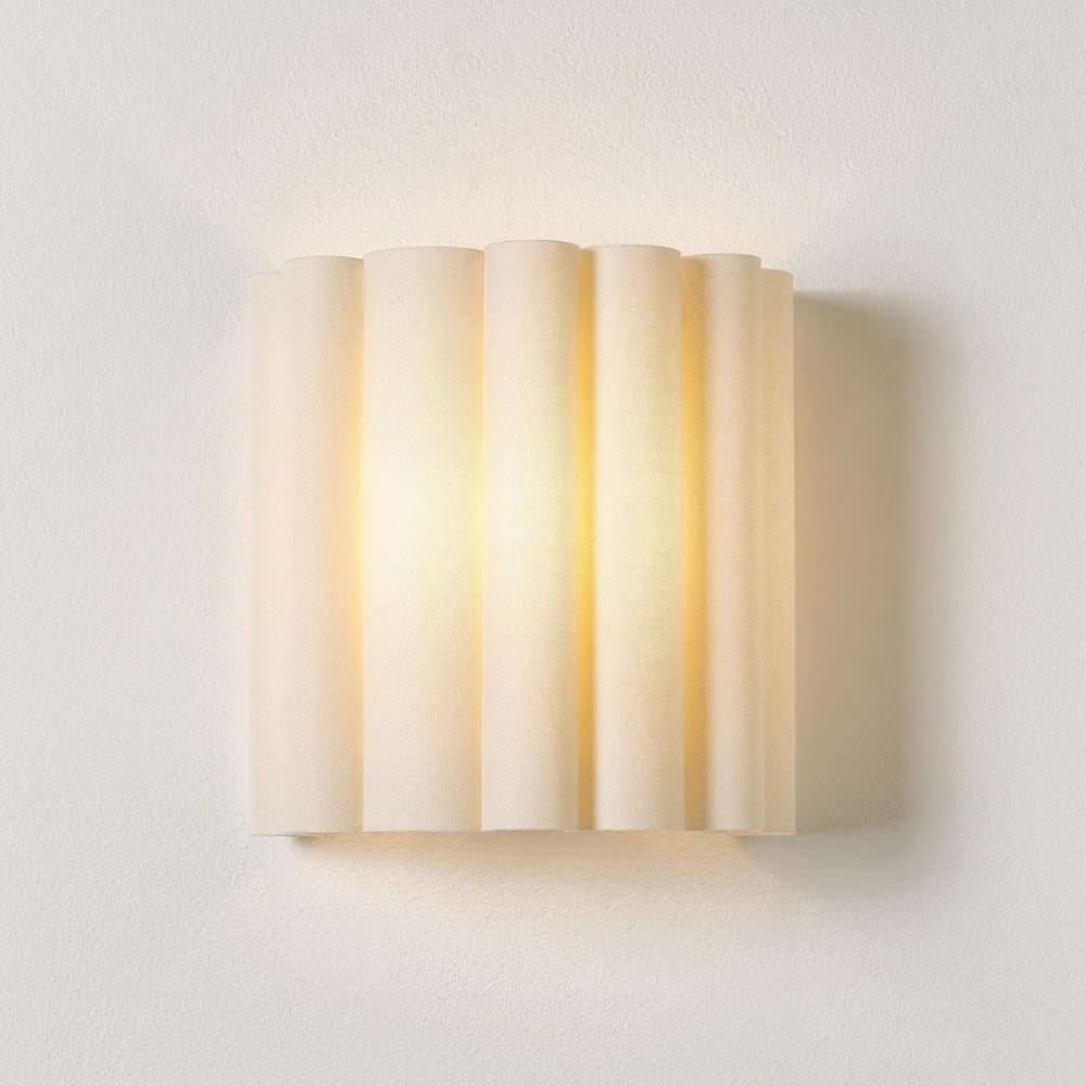 Velura Linen Fold Wall Sconce - Fabric Soft Pleated Design Ambient Lighting for Bedroom or Hallway