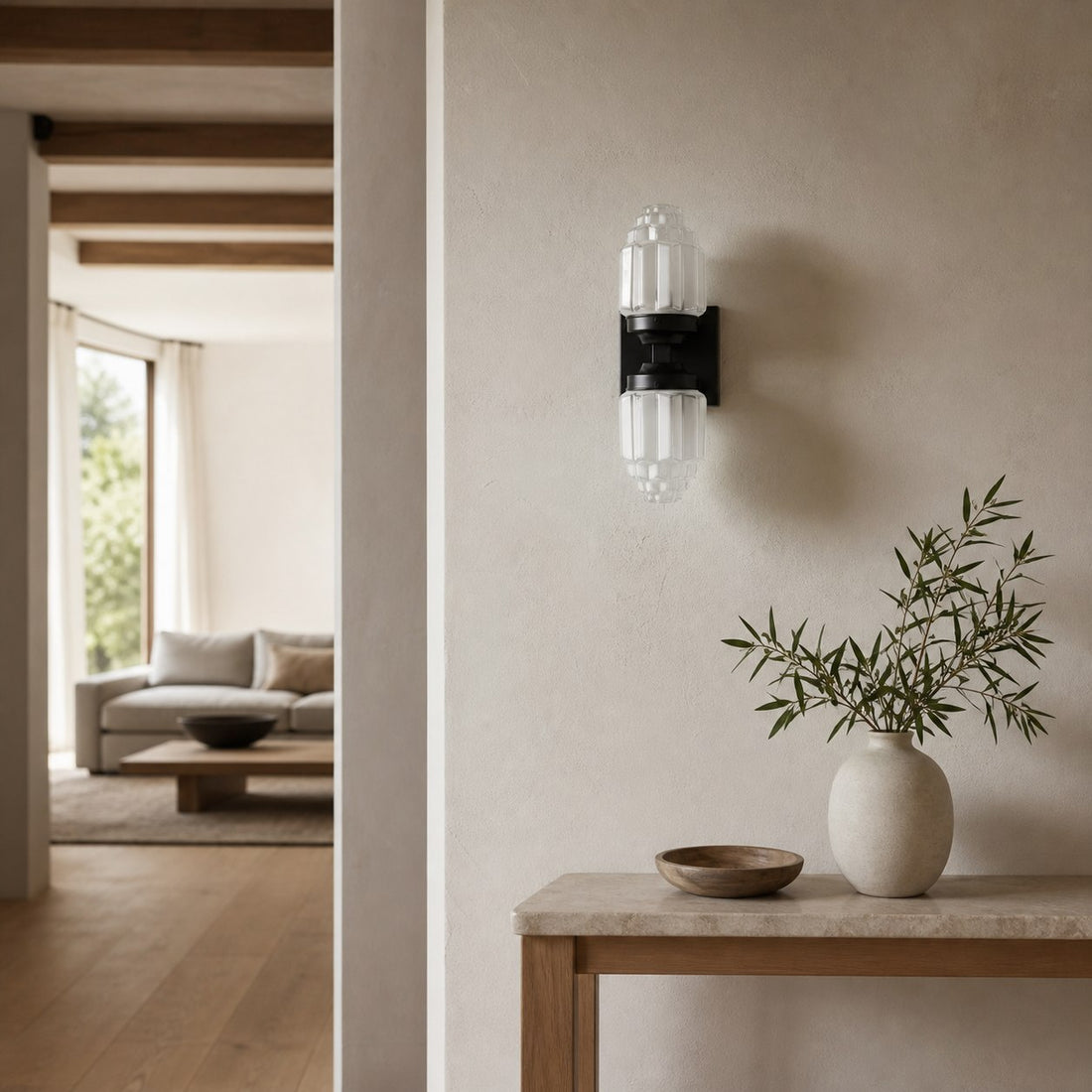 Tierlux Glass Art Deco Wall Sconce - Glass Frosted Globes with Skyscraper Globe