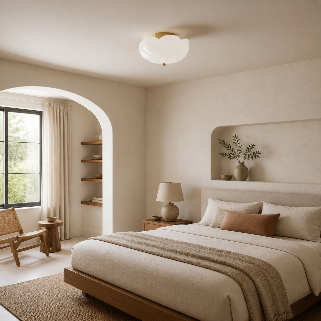 Modo Ceiling Light –Minimalist Glass Shade with Sleek Brass Frame for Dining Room or Office