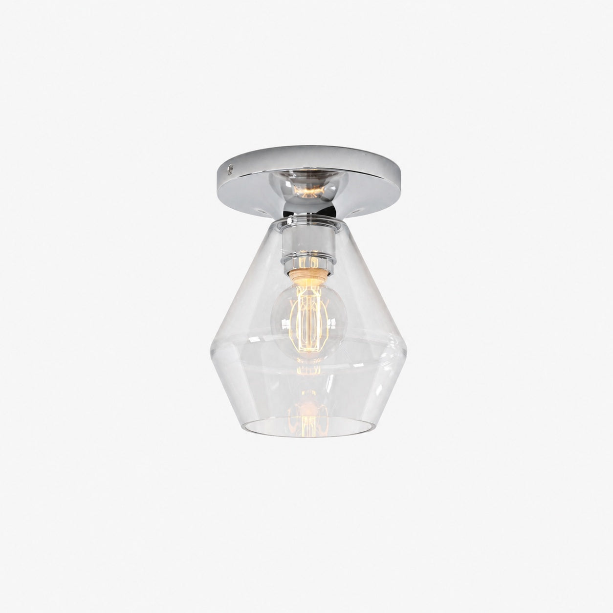 Merin Minimalist Sleek Geometric Glass Flushmount Light