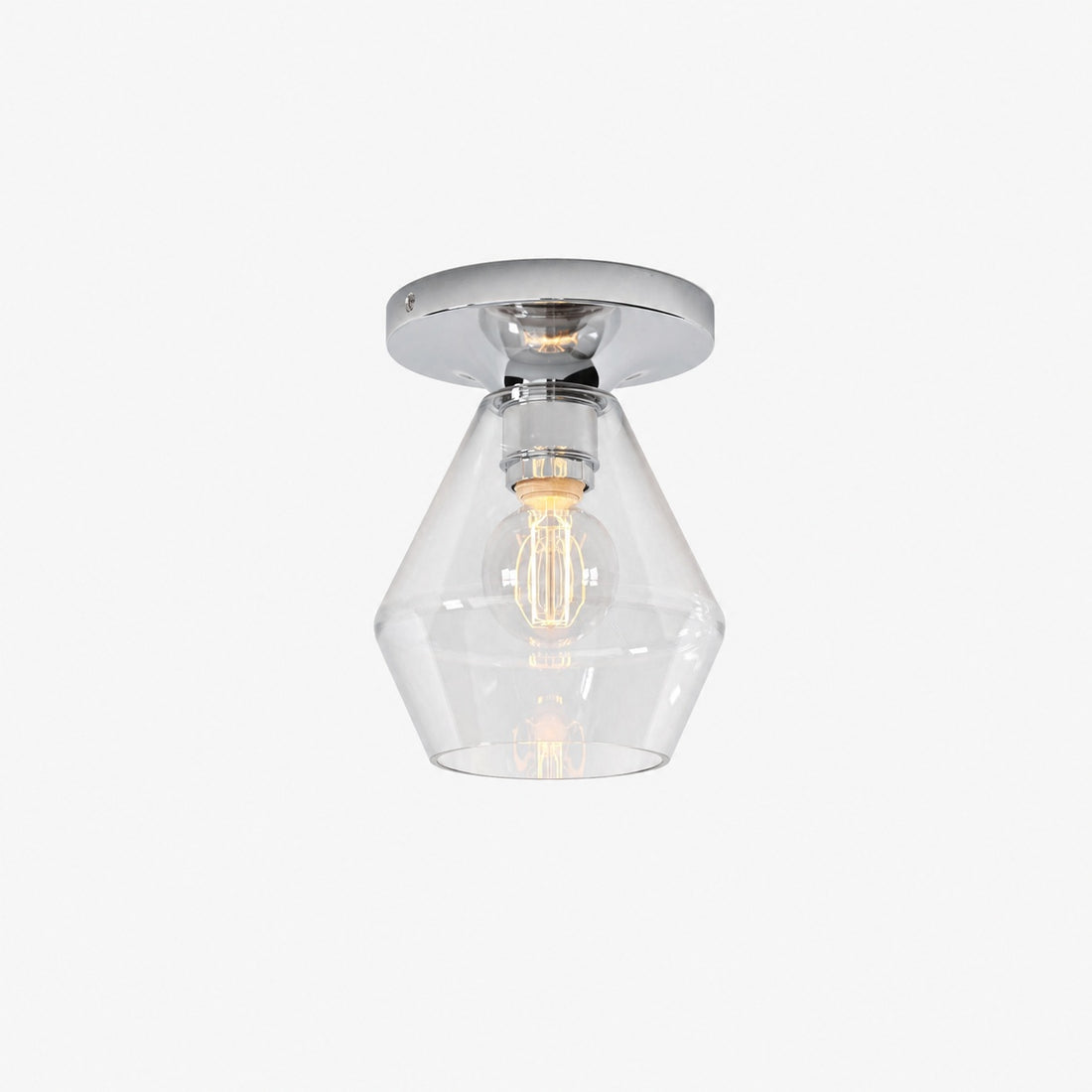 Merin Minimalist Sleek Geometric Glass Flushmount Light