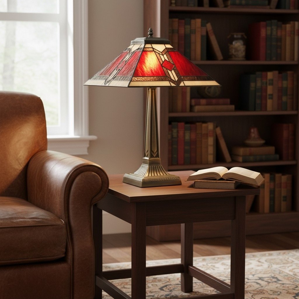 TiffStar Stained Glass Table Lamp – Vintage Style Stained Glass Suitable for Bedrooms and Living Rooms