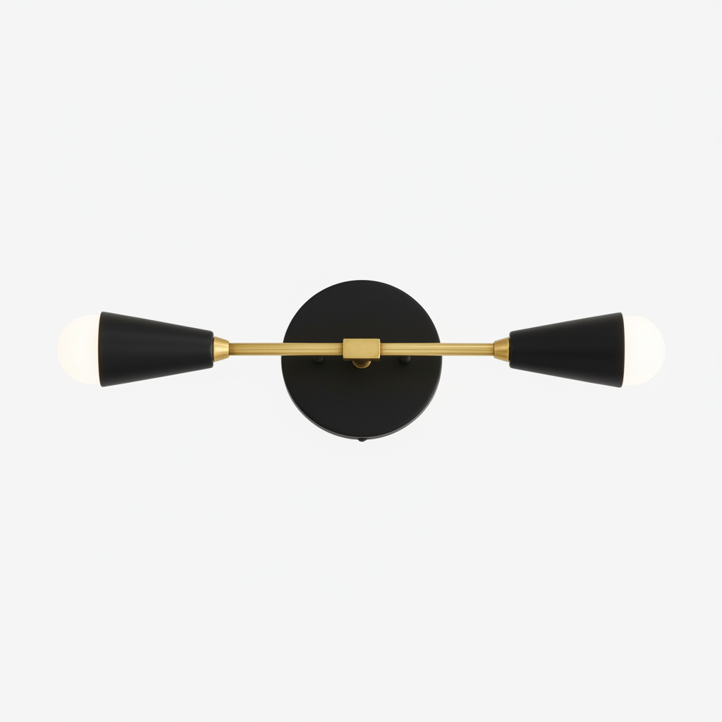 Lumen Dual-Conical Modern Wall Sconce – Minimalist Vanity & Hallway Lighting