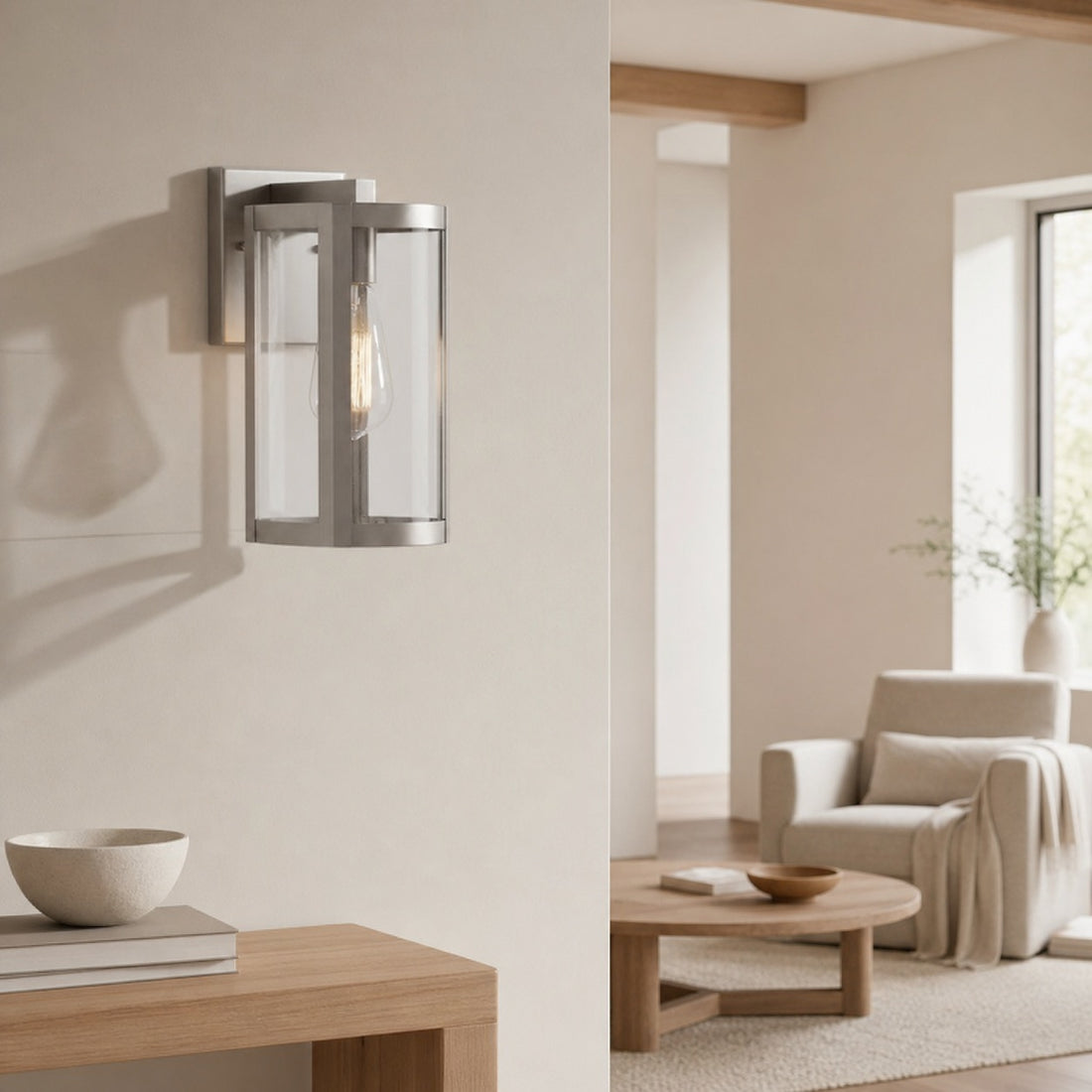 Shieldra Stainless Steel Outdoor Wall Lamp - Clear Glass Cage Waterproof Modern Sconce for Patio