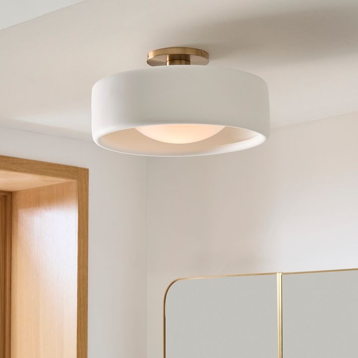 Cerova Modern Porcelain Flush Mount Ceiling Light– Elegant Ivory Shade