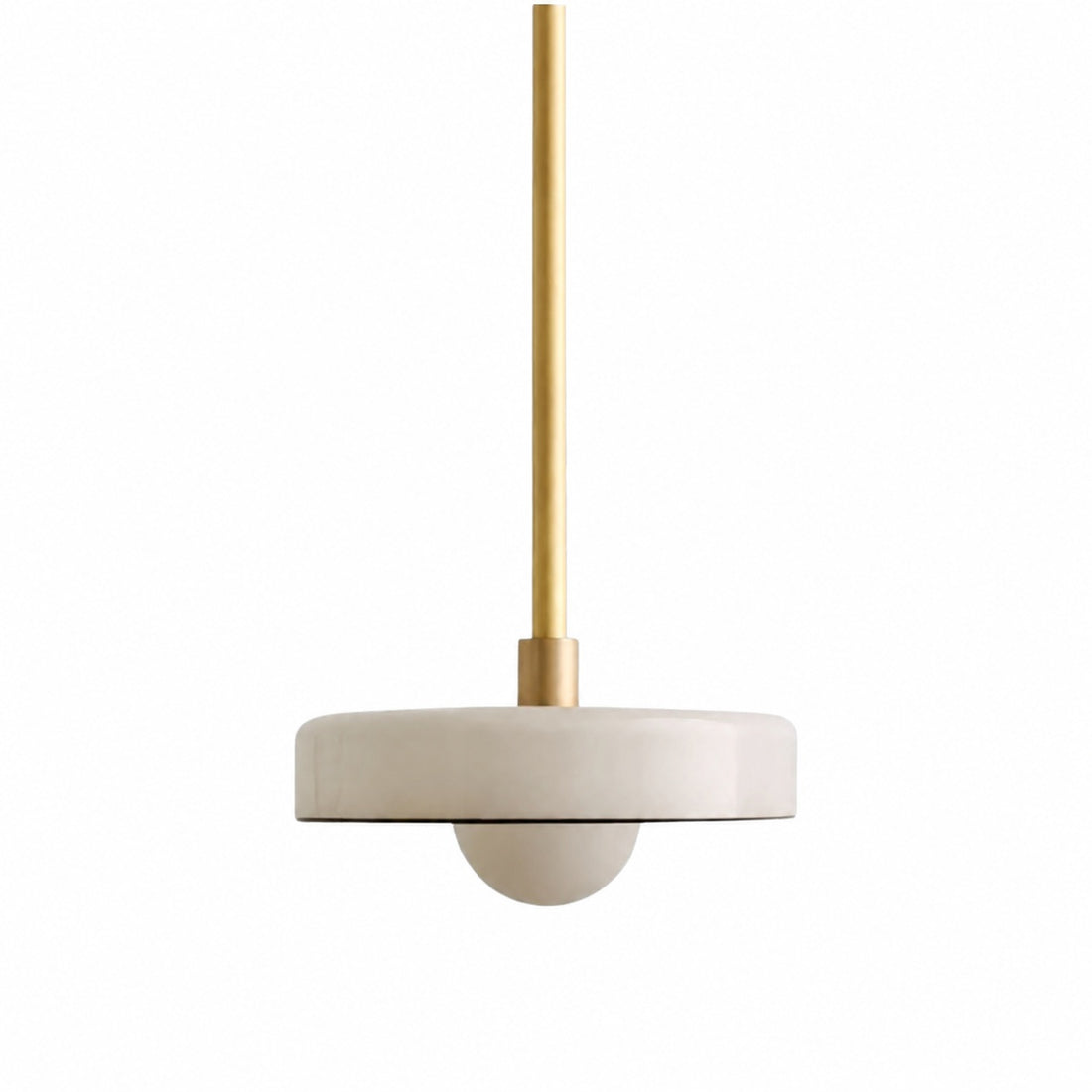 Kalo Modern Pendant Light - Sleek Metal Rod and Disc Orb Glass Design