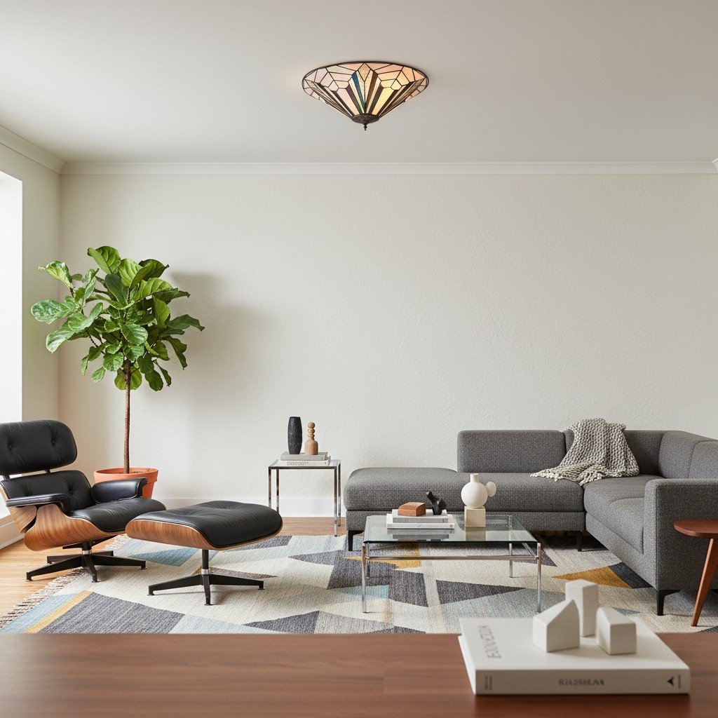 TF Astoria Modern Deco Flush Mount Ceiling Light with Textured Glass – Elegant Home Lighting Fixture