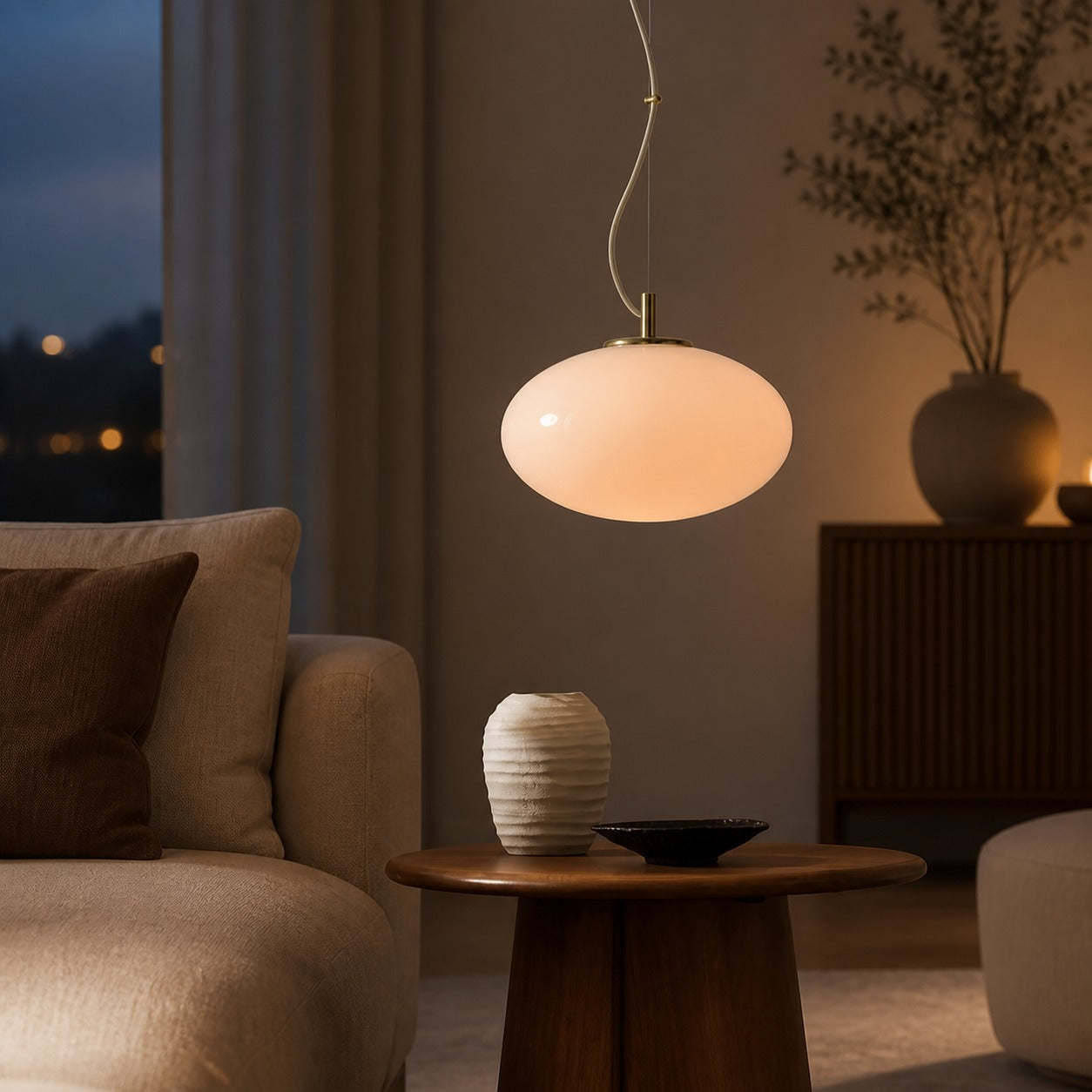 Lumivelle Minimalist Glass Pendant – Adjustable Height Dimmable Design