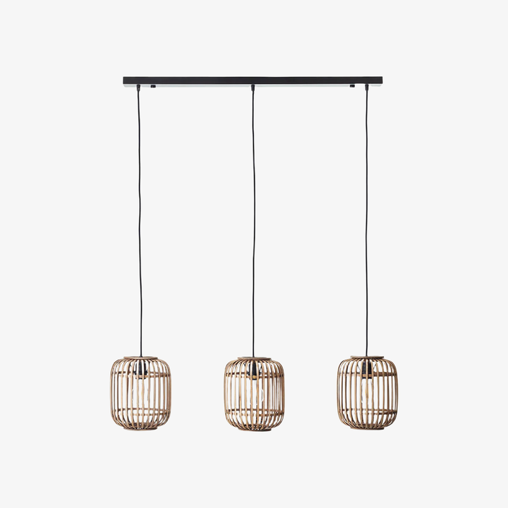 Yumeko Adjustable Bamboo Pendant Lamp - Natural Cage Ceiling Light Perfect for Living & Dining Rooms