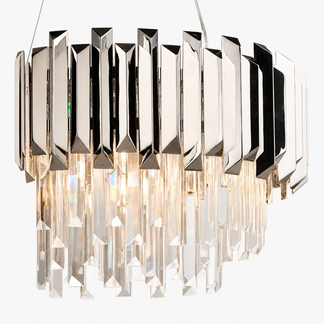 Virelia Contemporary Crystal Pendant Light – Layered Crystal Shade Ceiling Fixture for Dining or Living Room