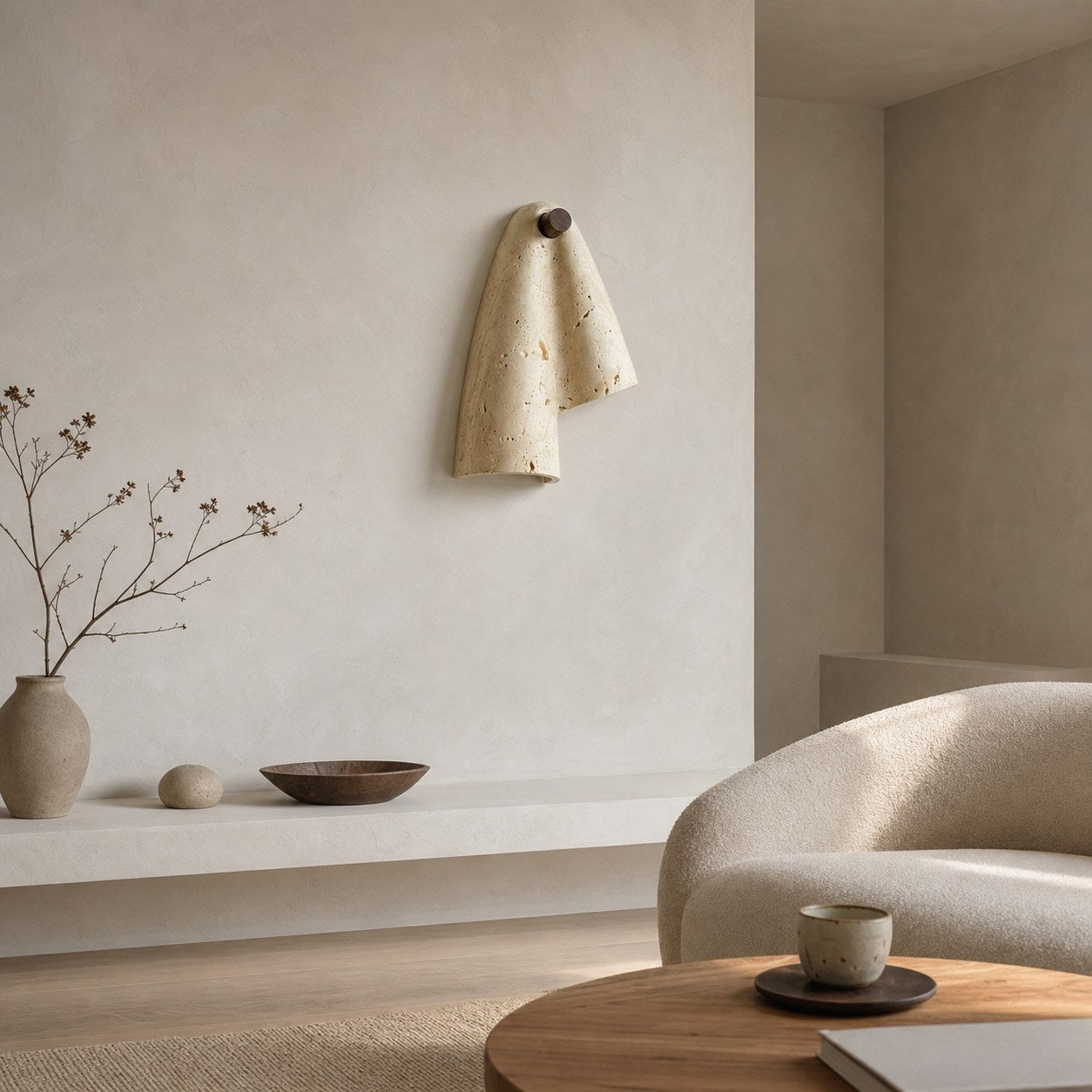 Travertine Wall Lamp – Minimalist Stone Sconce Decorative Lighting for Living Room