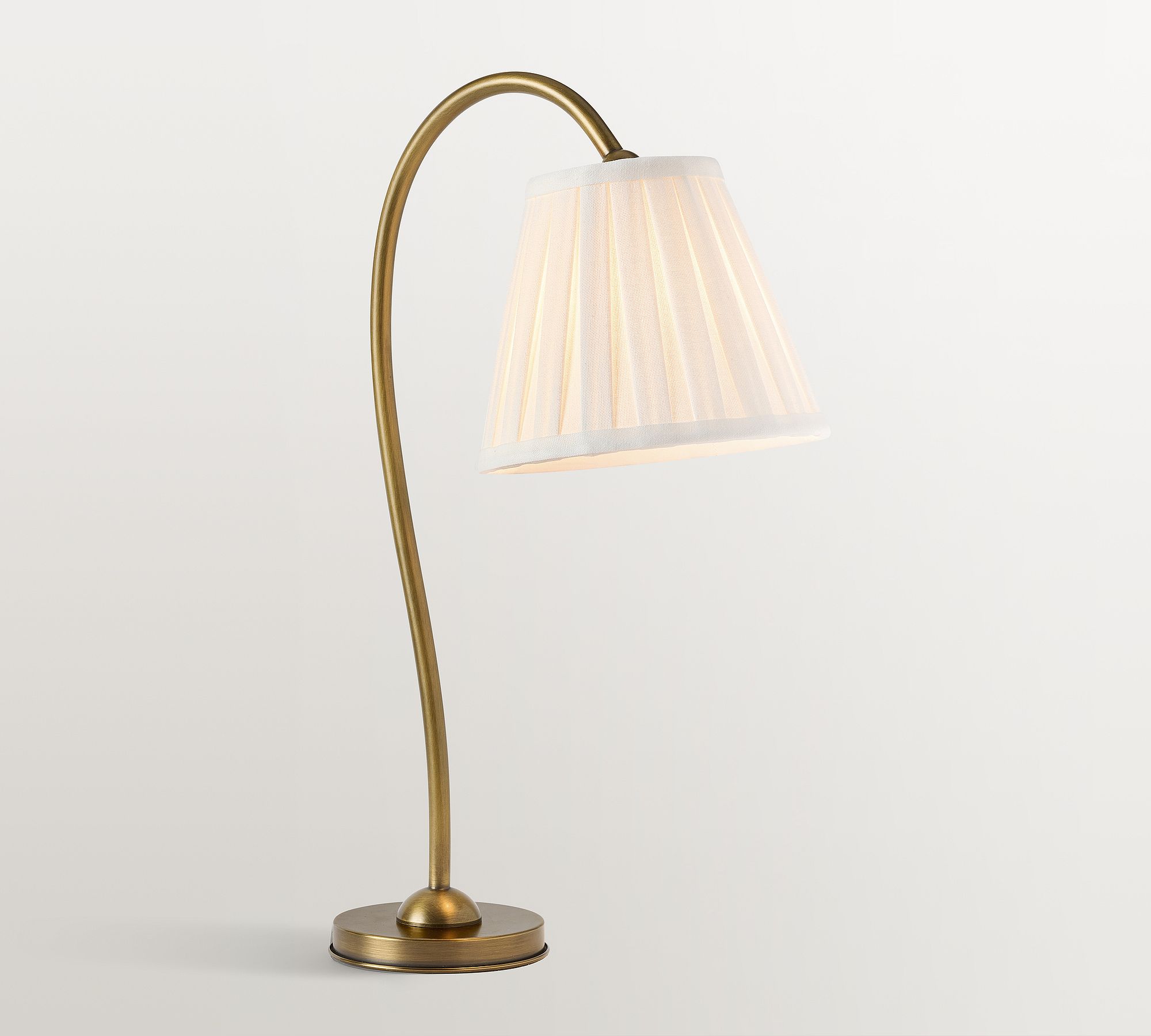 Luvora Brass Table Lamp - Textured Pleated Shade Light in Farmhouse Style