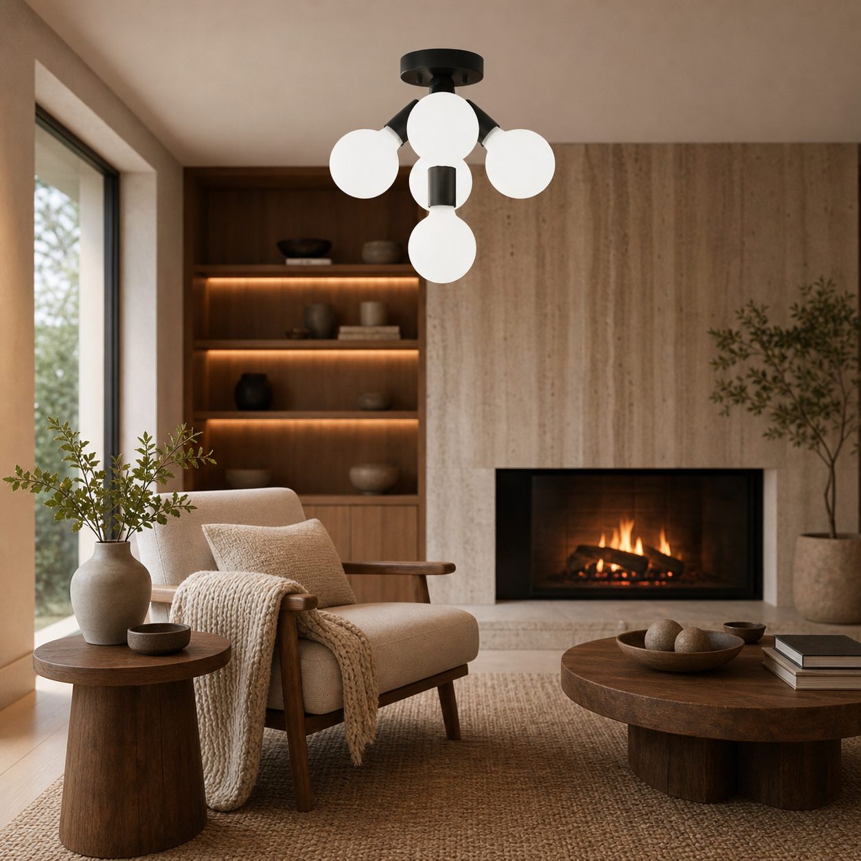 Glorica Glass Flush Mount Light - Globe Ceiling Fixture Modern