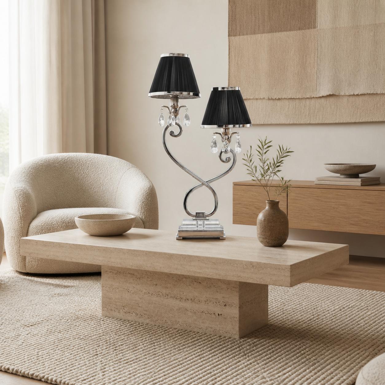 Talonis Double Table Lamp – Dual Shades and Metal Base for Bedroom and Living Room