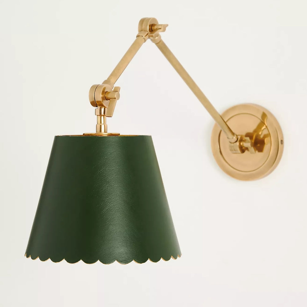 Foldray Scalloped Task Sconce - Leather Wall Light for Home