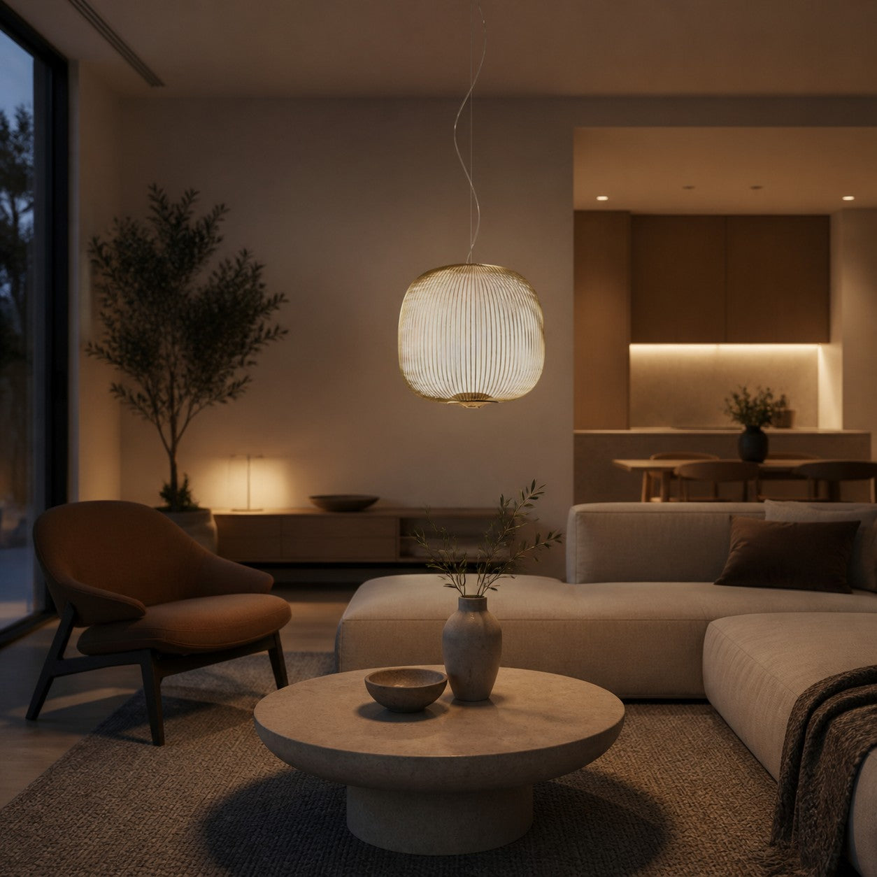 Radiloop Minimalist Suspension Lamp - Metal Lantern-Inspired Design for Dining Room N48