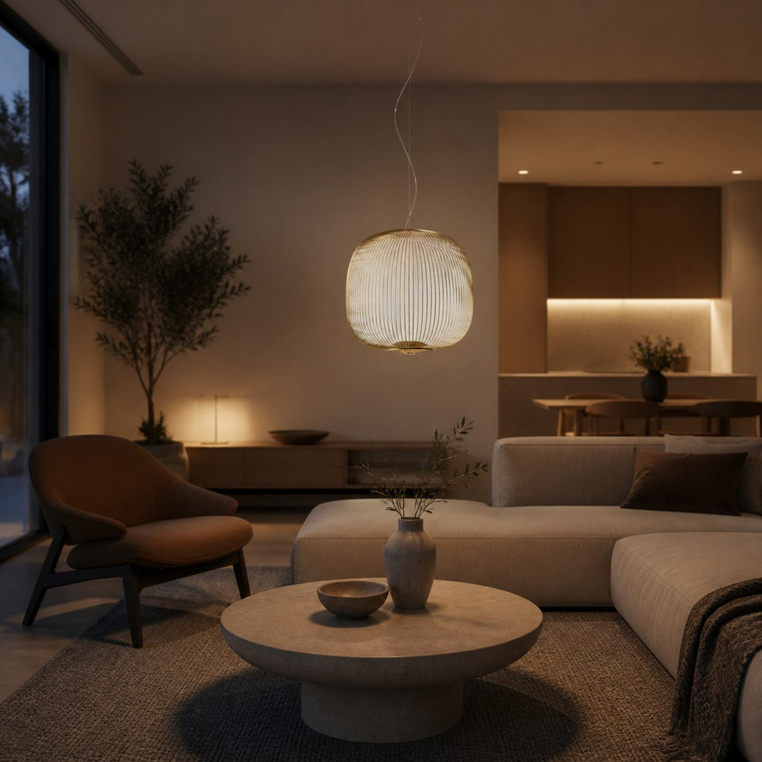 Radiloop Minimalist Suspension Lamp - Metal Lantern-Inspired Design for Dining Room N48