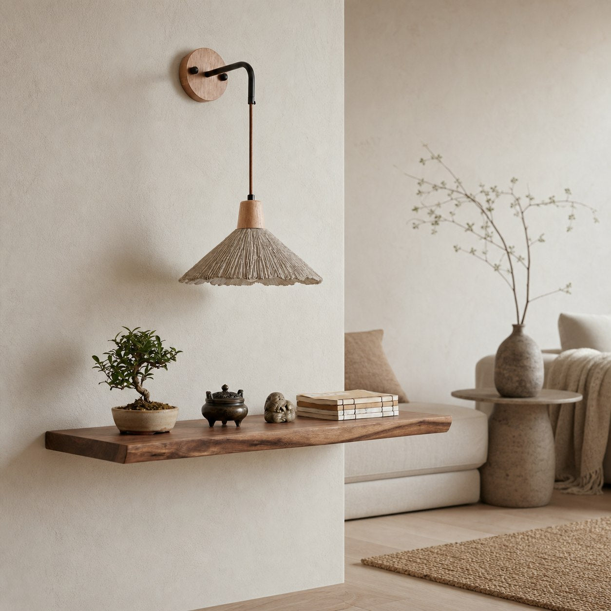 Solaraeon Microcement Minimalist Concrete Wall Sconce - Indoor Accent Lighting for Living Room