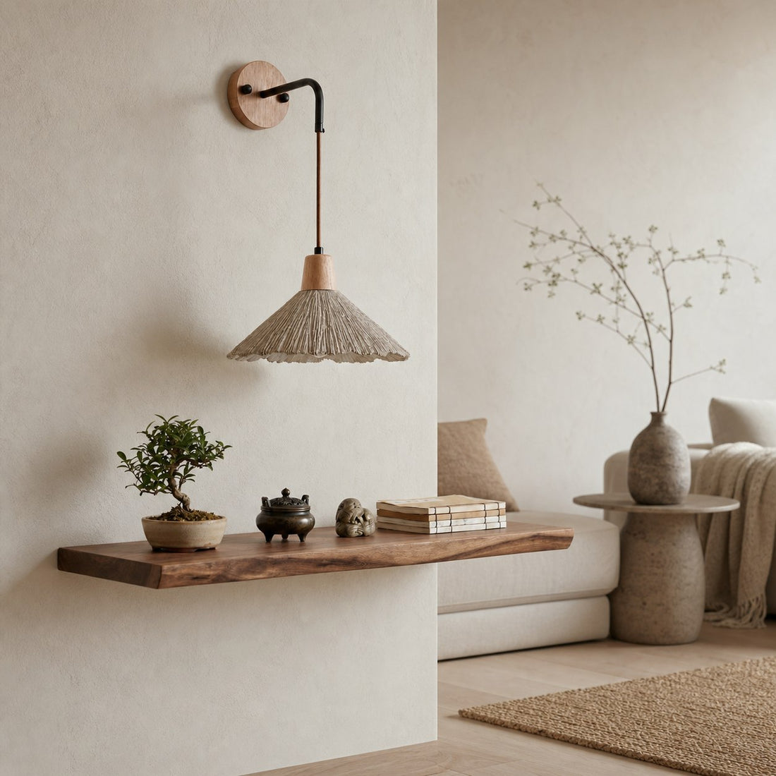 Solaraeon Microcement Minimalist Concrete Wall Sconce - Indoor Accent Lighting for Living Room