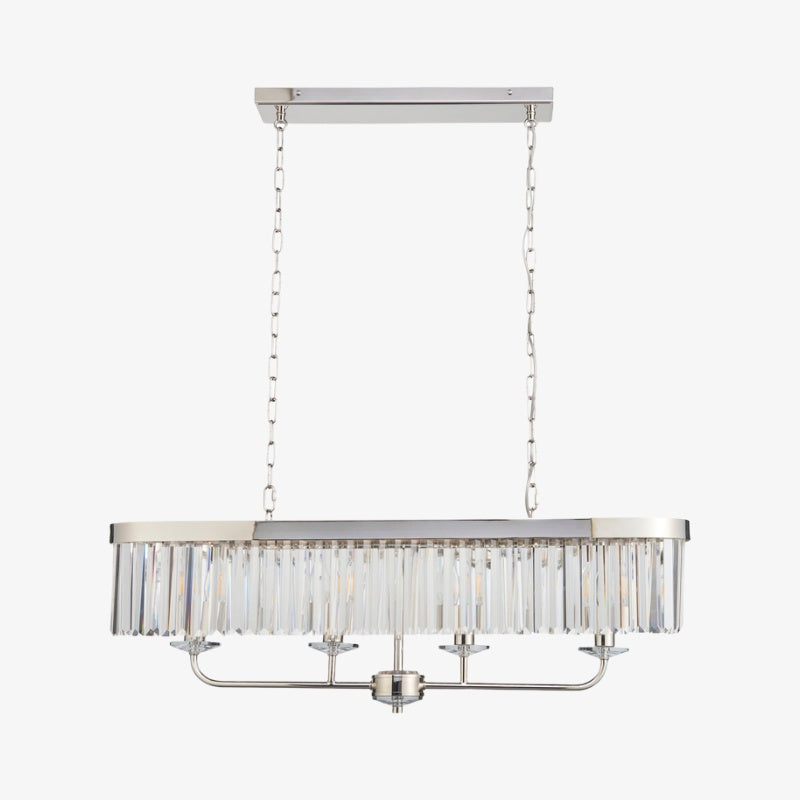 Beveline 4-Light Linear Ceiling Pendant With Cut Faceted Glass - Sleek Metal Frame For Dining