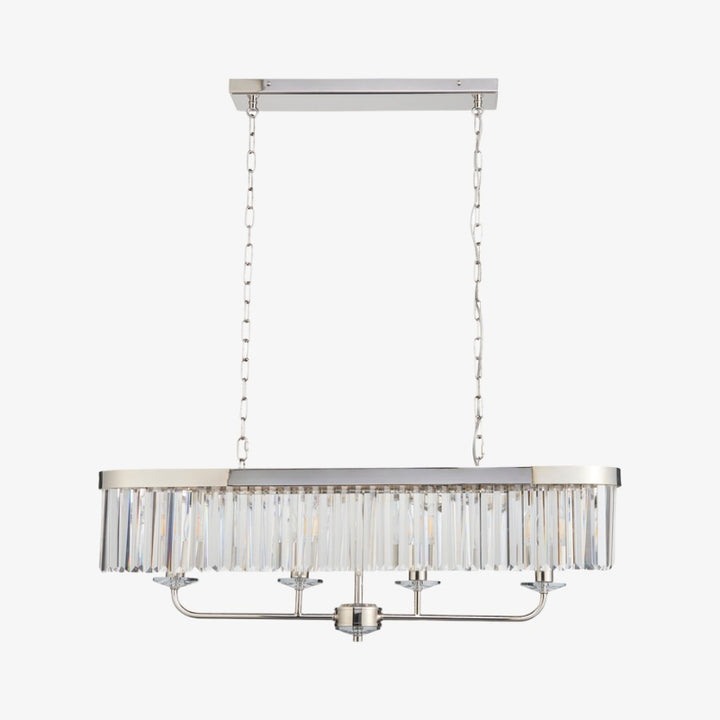 Beveline 4-Light Linear Ceiling Pendant With Cut Faceted Glass - Sleek Metal Frame For Dining