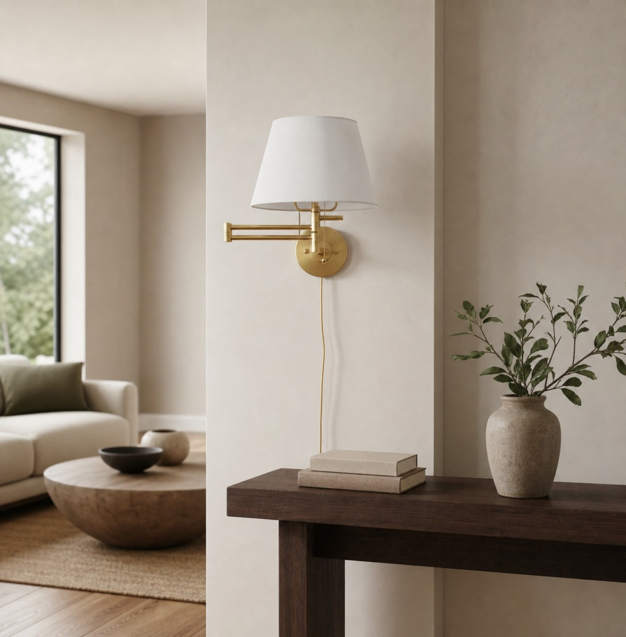 Ornato Luxe Brass Schoolhouse Sconce - Art Deco Wall Light with White Glass Shade