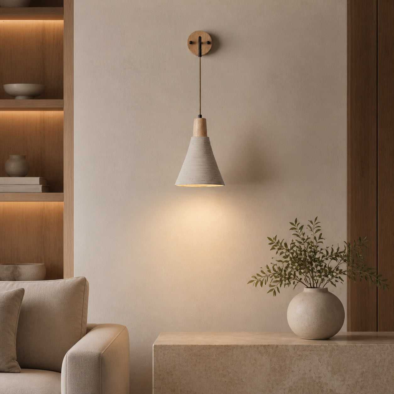 Solaraeon Microcement Minimalist Concrete Wall Sconce - Indoor Accent Lighting for Living Room