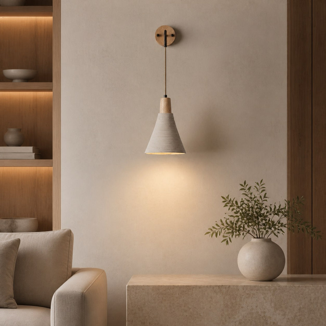 Solaraeon Microcement Minimalist Concrete Wall Sconce - Indoor Accent Lighting for Living Room