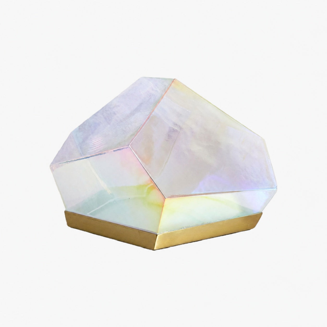 Nera Glass Gem Table Lamp - Iridescent Glass Shade with Antique Brass Base for Living Room Accent