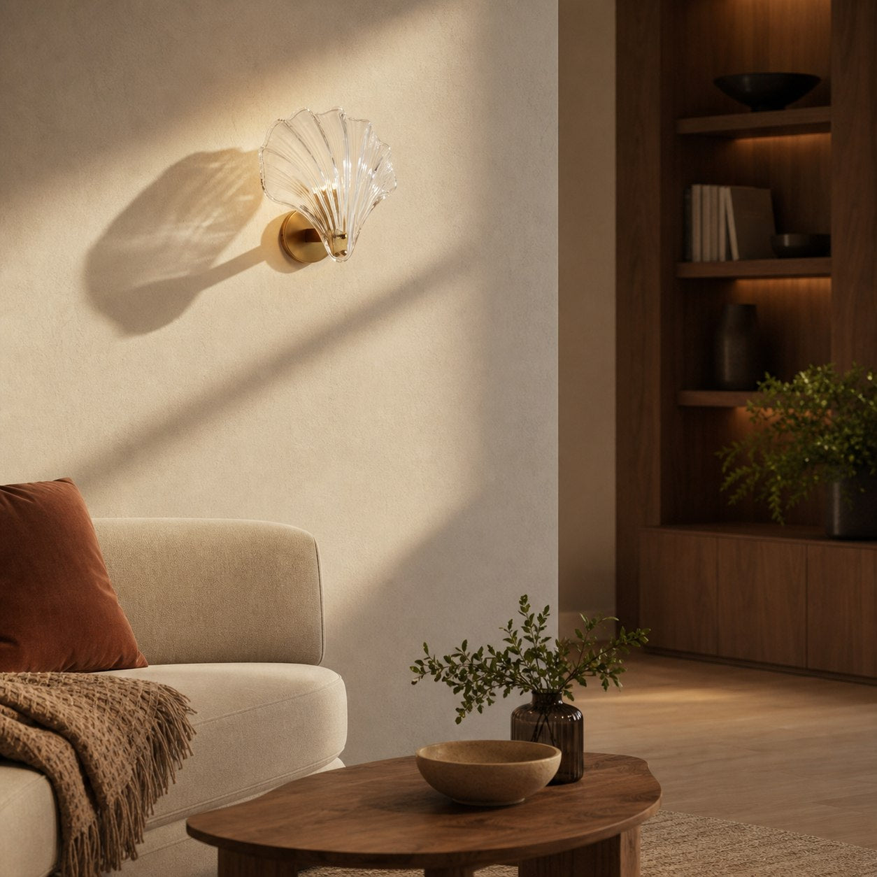 Shellora Stylish Shell Wall Light – Sculptural Glass and Metal Wall Lamp for Home N44