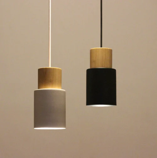 Metallic Pendant Light with Wooden Accents