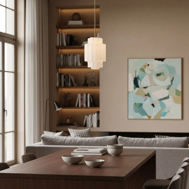 Vexrona Glass Pendant Lamp - Elegant Adjustable Metal Hanging Rod for Living Room and Bar