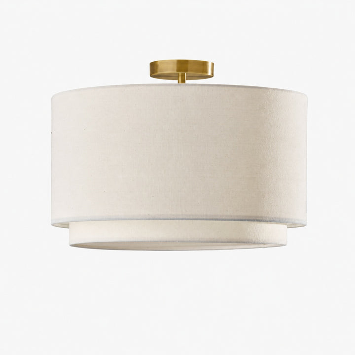 Dumora Fabric Drum Shade Ceiling Lamps - Double Layer Farmhouse Design