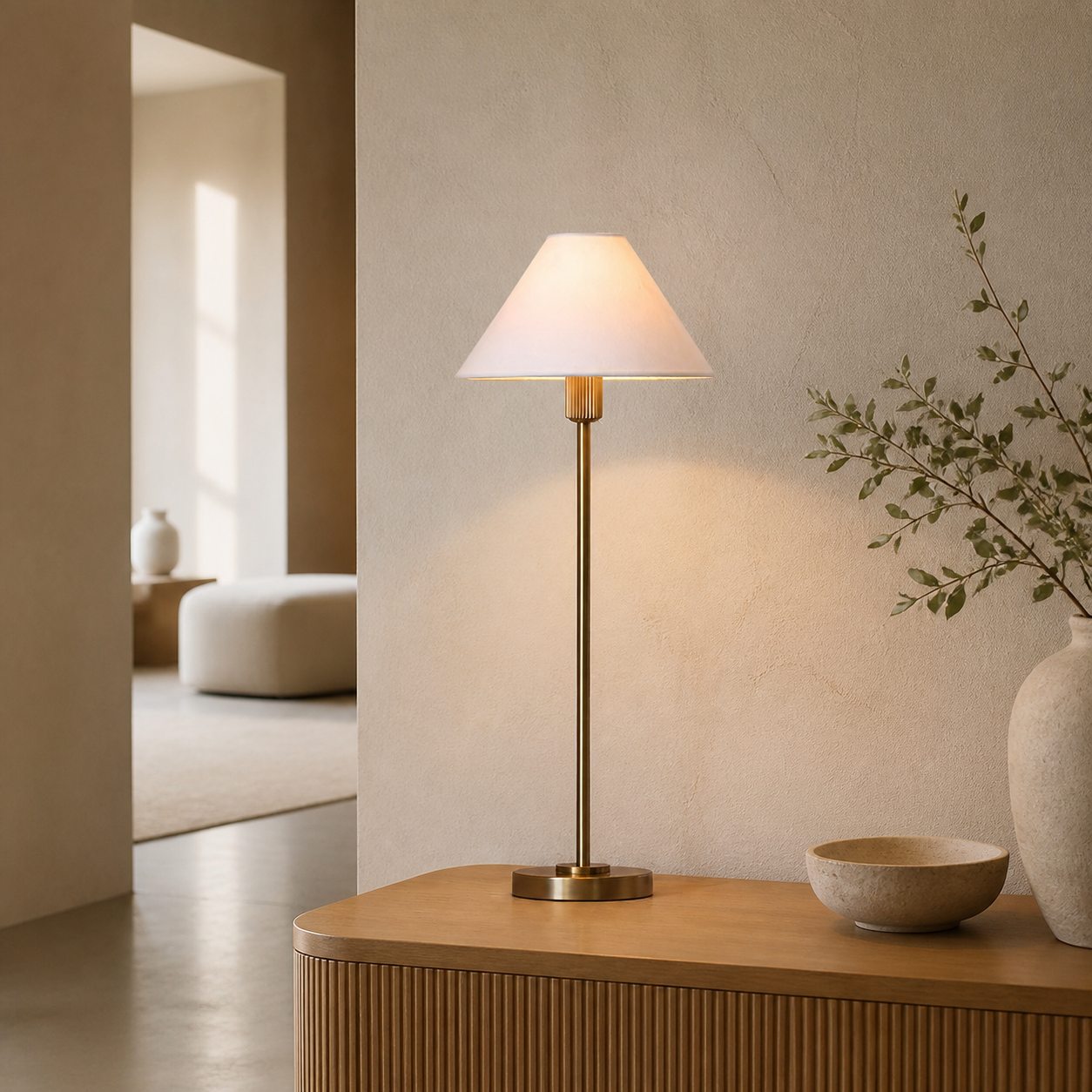 Diora Table & Floor Lamps - Linen Shade Modern Linear Style Sophisticated Accent