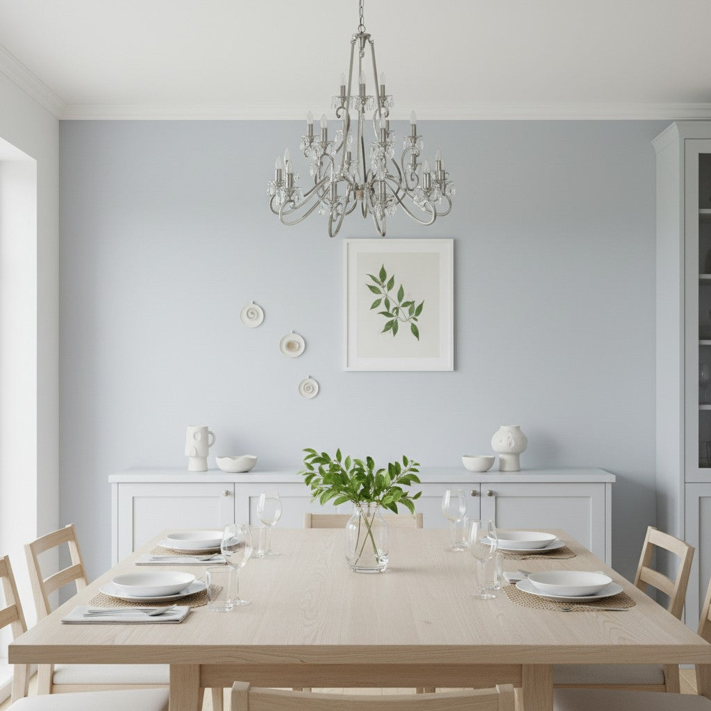 Talonis Crystal Chandelier - Traditional Candle-Style Brass and Nickel for Living Room and Dining Room
