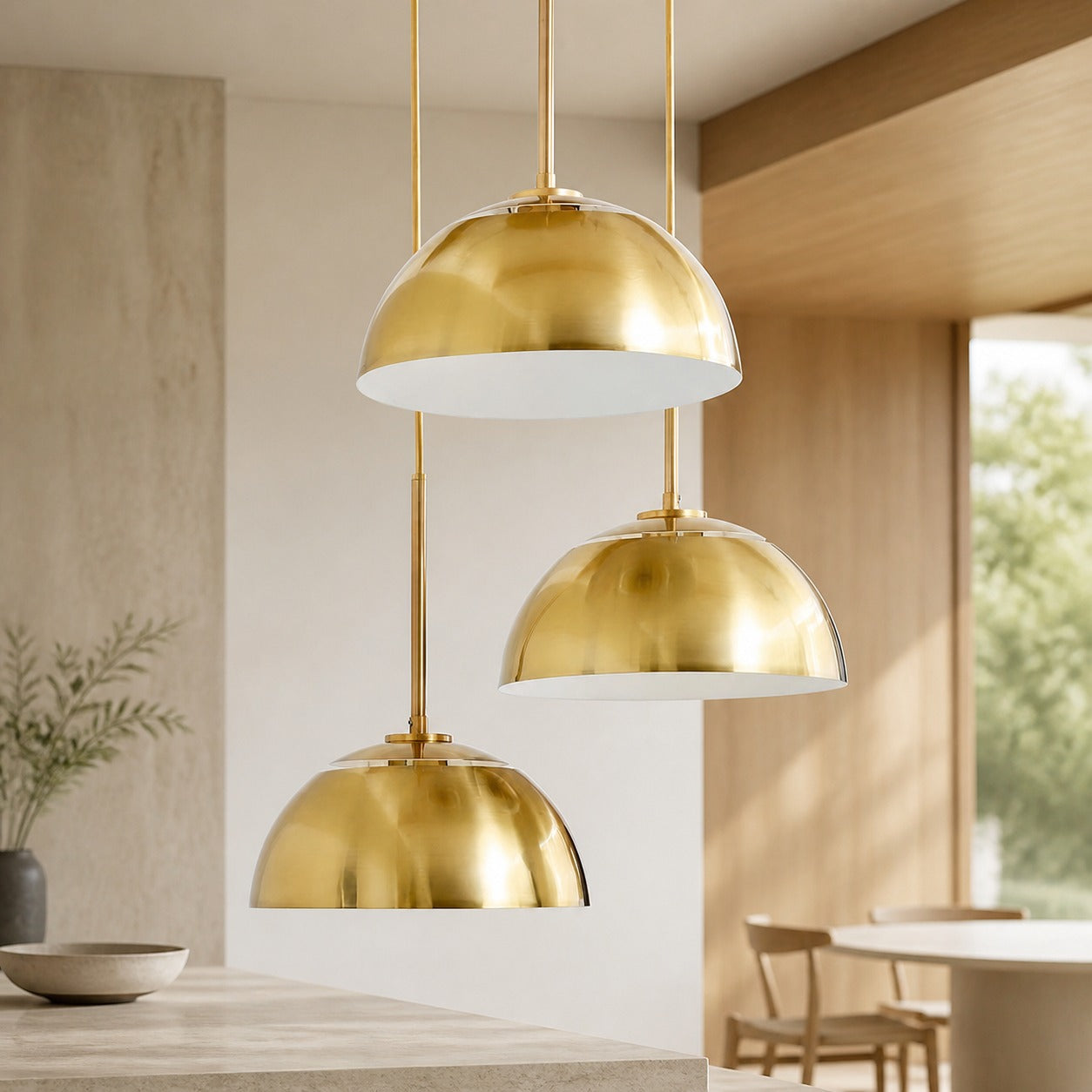 Parvion Modern Adjustable 3-Head Sculptural Metal Pendant Light