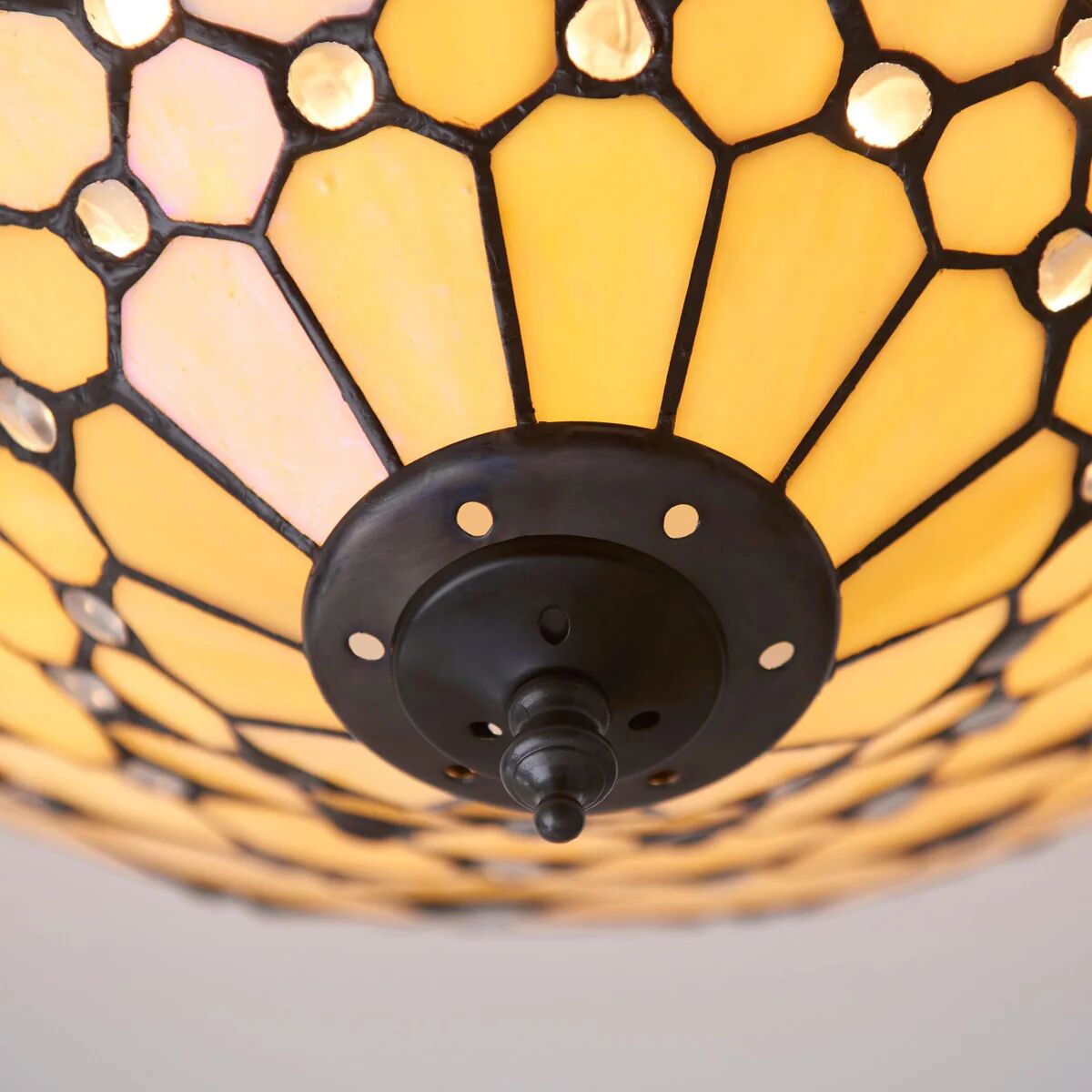 TF Pearl Handcrafted Tiffany Ceiling Light – Art Deco Stained Glass Light for Hallway or Living Room