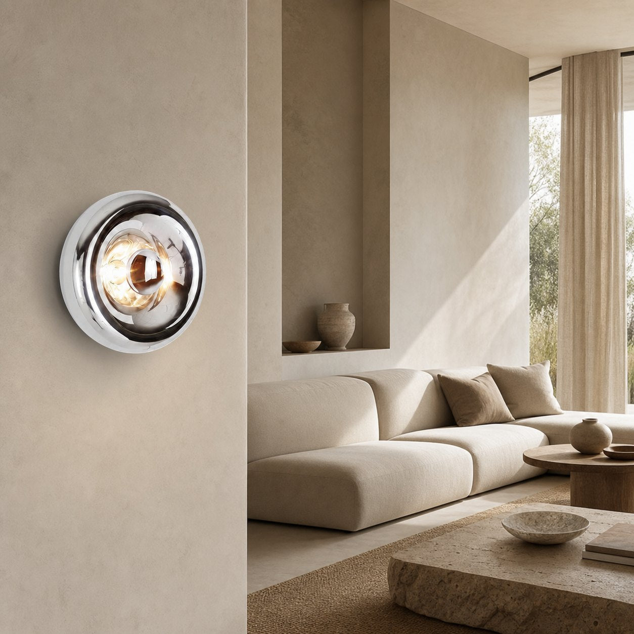 Ivoran Wall Sconce - Round Glass and Metal Modern Sconce for Modern Interiors