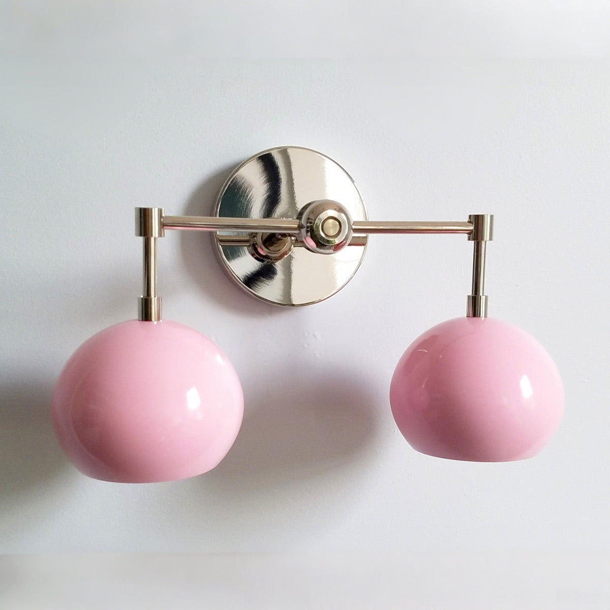 Doll Pink Wall Sconce - Double Head Globe-shaped Bath Wall Light