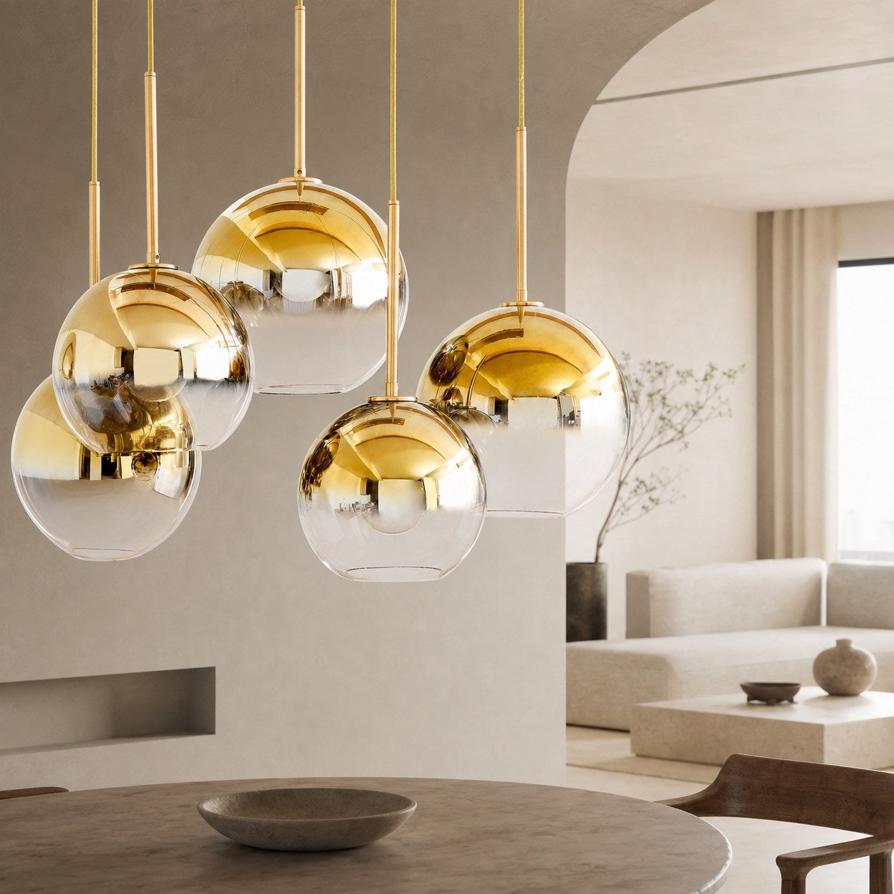 Selvion Elegant 7-Light Globe Chandelier – Glass Pendant Light