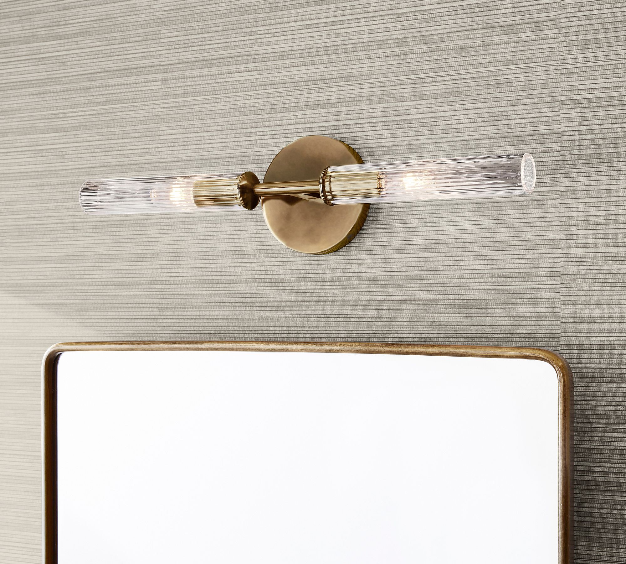 Bravira Ribbed Glass Wall Lamp - Tube Metal Light in Classic Finishes