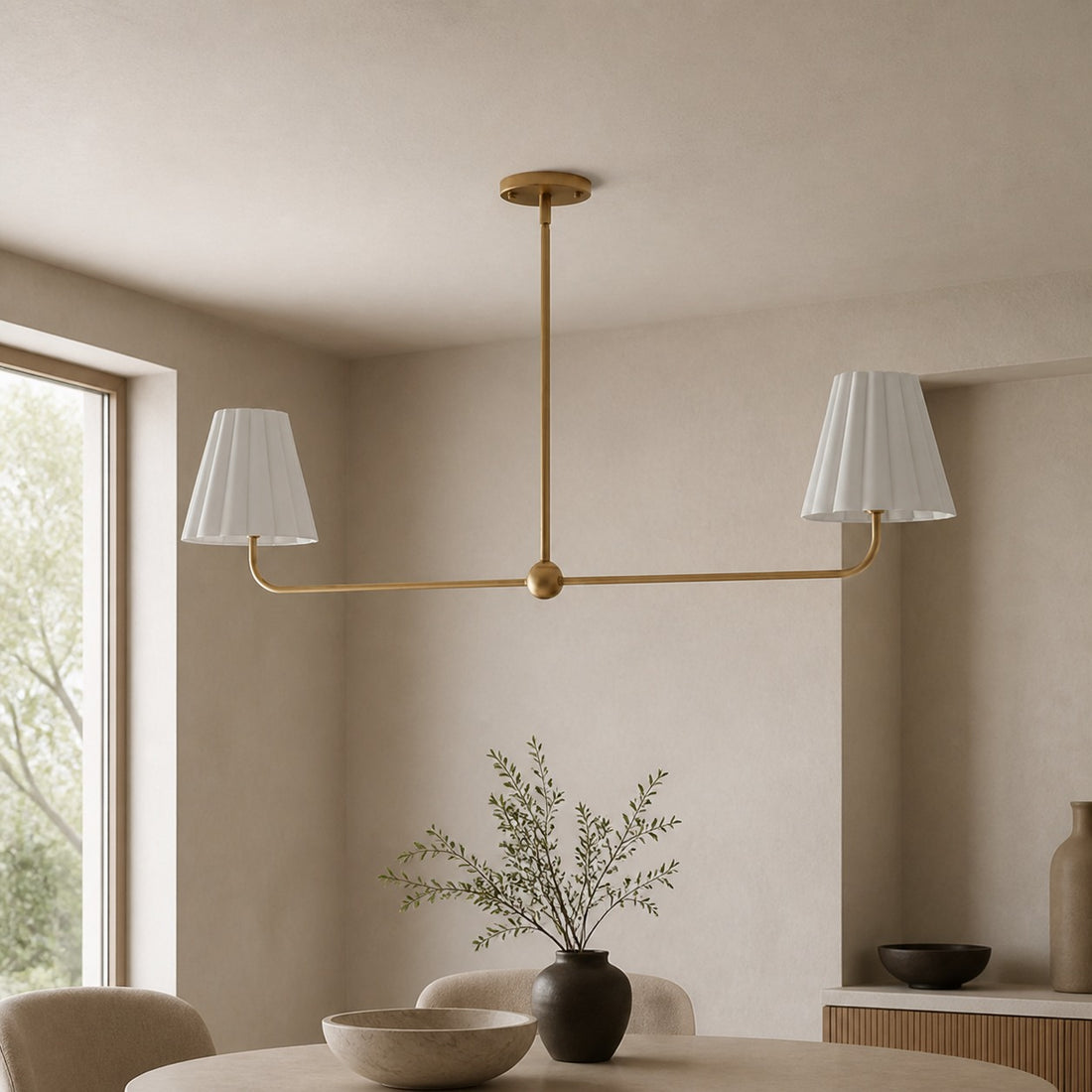 Ruffmeto Ruffled Shade Metal Frame Chandelier for Dining, Entry and Living Room
