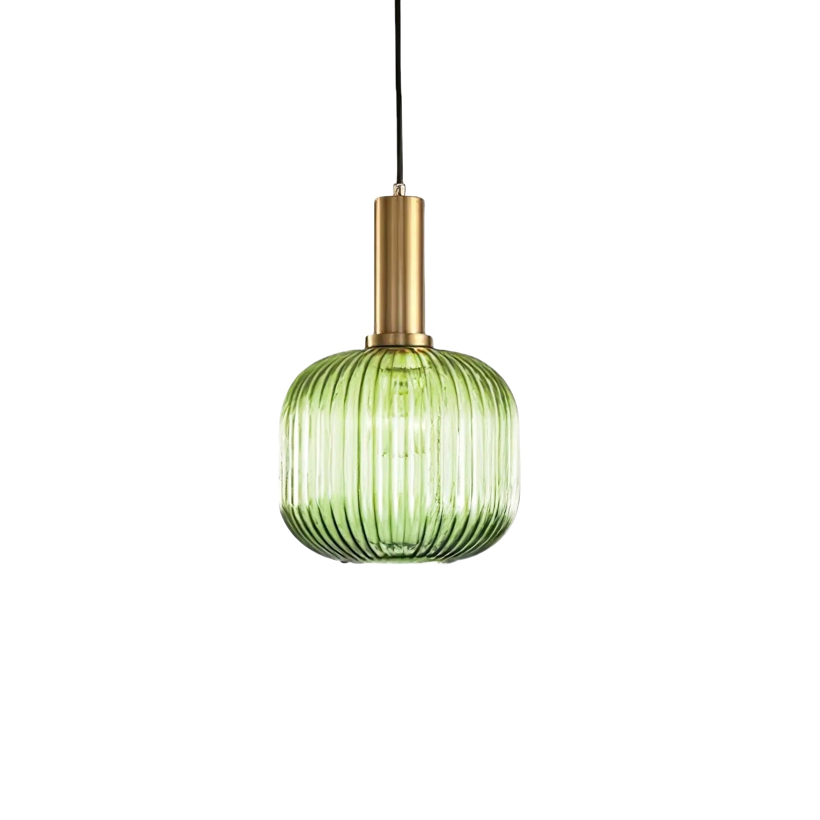 Ribbed Stained Glass Pendant Lamp – Retro Lantern Shape Hanging Light