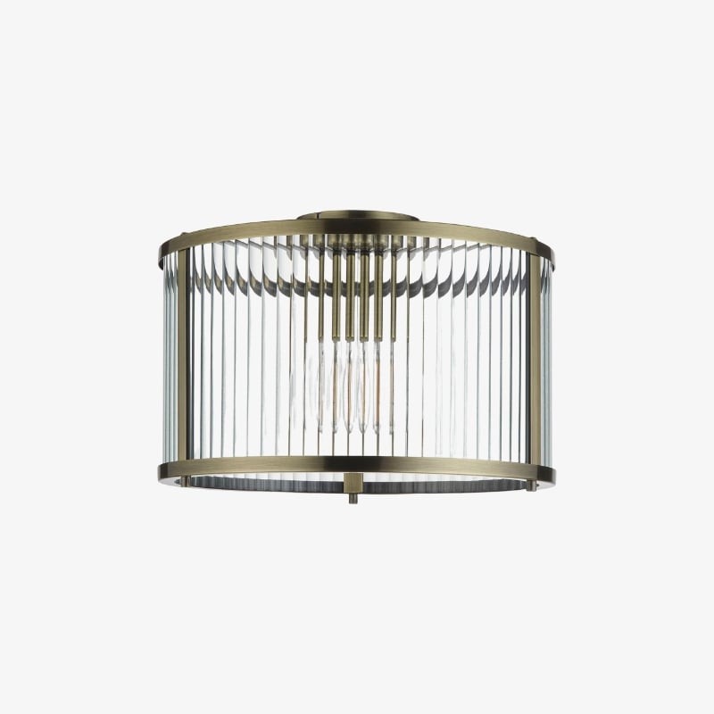 RibGlow Ribbed Glass Flush Ceiling Light – Classic Flush Mount Ceiling Lamp for Living Room or Hallway