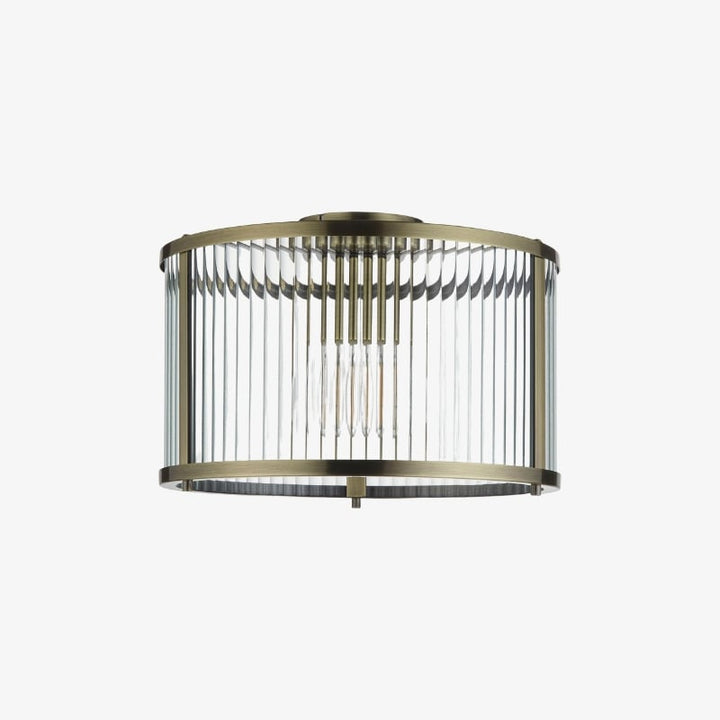 RibGlow Ribbed Glass Flush Ceiling Light – Classic Flush Mount Ceiling Lamp for Living Room or Hallway