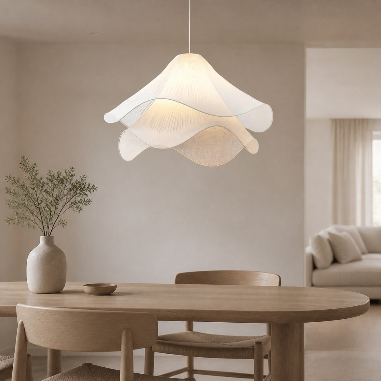 Ethereal Bloom French Floral Pleated Fabric Pendant Light